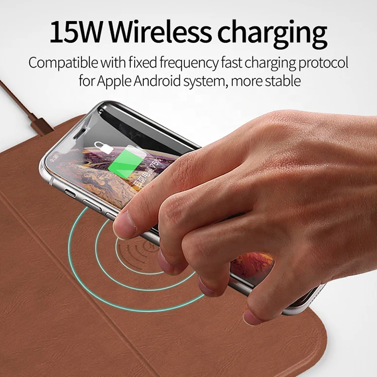 2 In 1 New Product 15w 10w 7.5w 5w 2 In 1 Fast Charging Gaming Pu Foldable Mouse Pad Wireless Charger For HUAWEI IPhone SUMSUNG