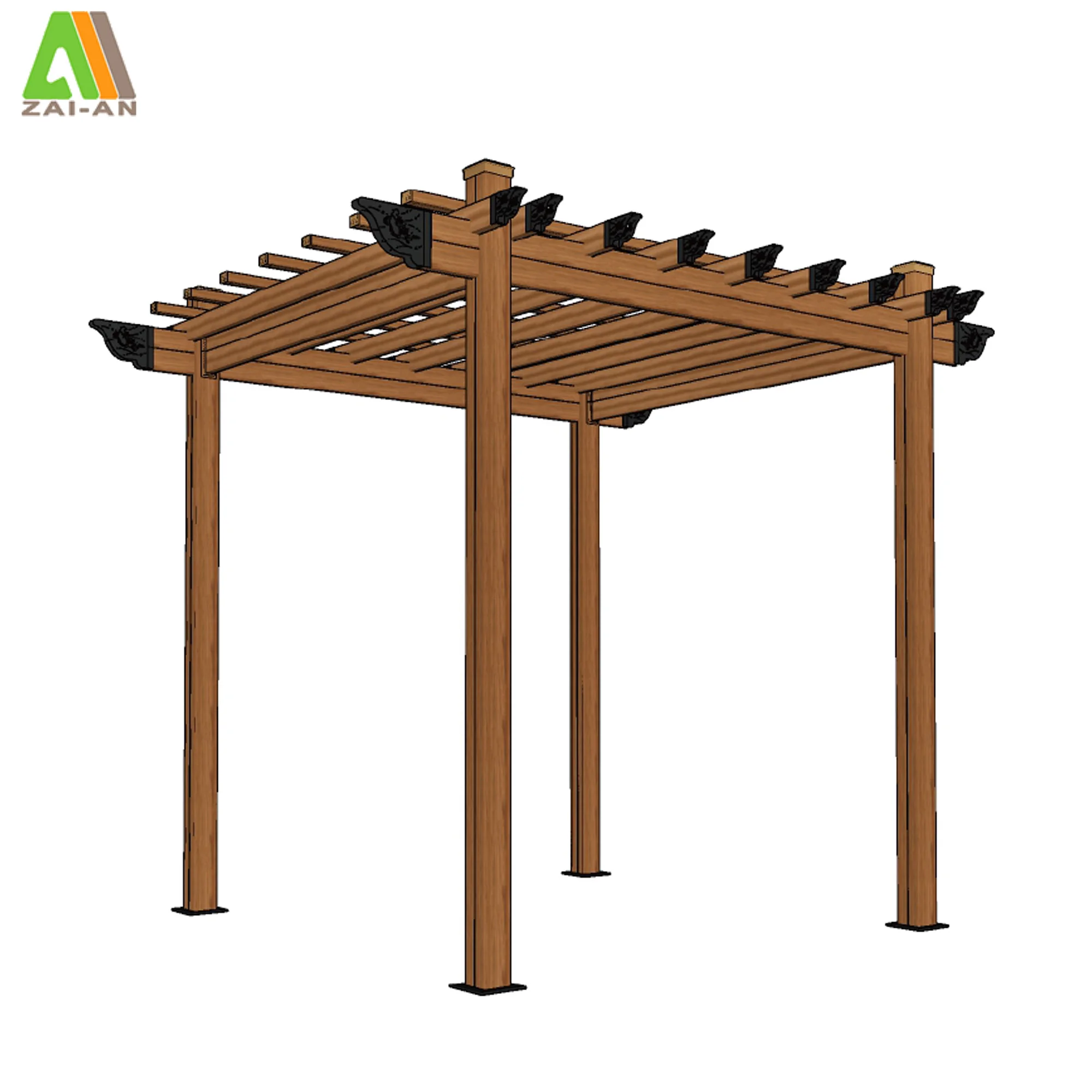 China Factory Composite Wood Customized Color Outdoor Pvc Roofing Arches Arbours Pergolas