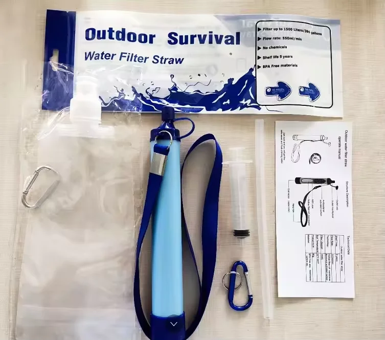 Personal Water Filtration Straw Emergency Survival Gear Water Purifier for Camping Hiking Climbing