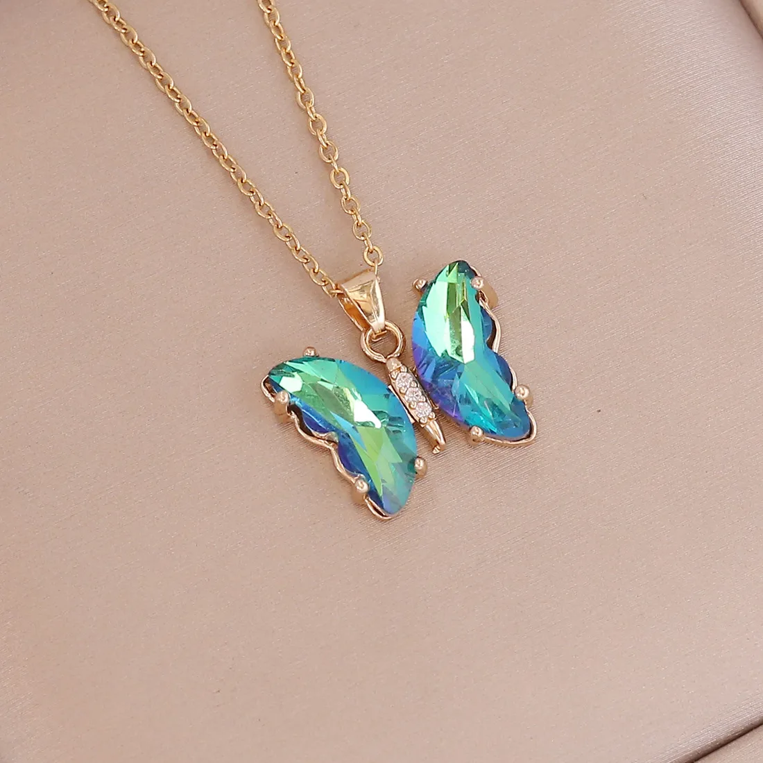 Fashion Jewelry Stainless Steel Clavicle Chain Necklace Gradient Butterfly Pendant Necklace For Women