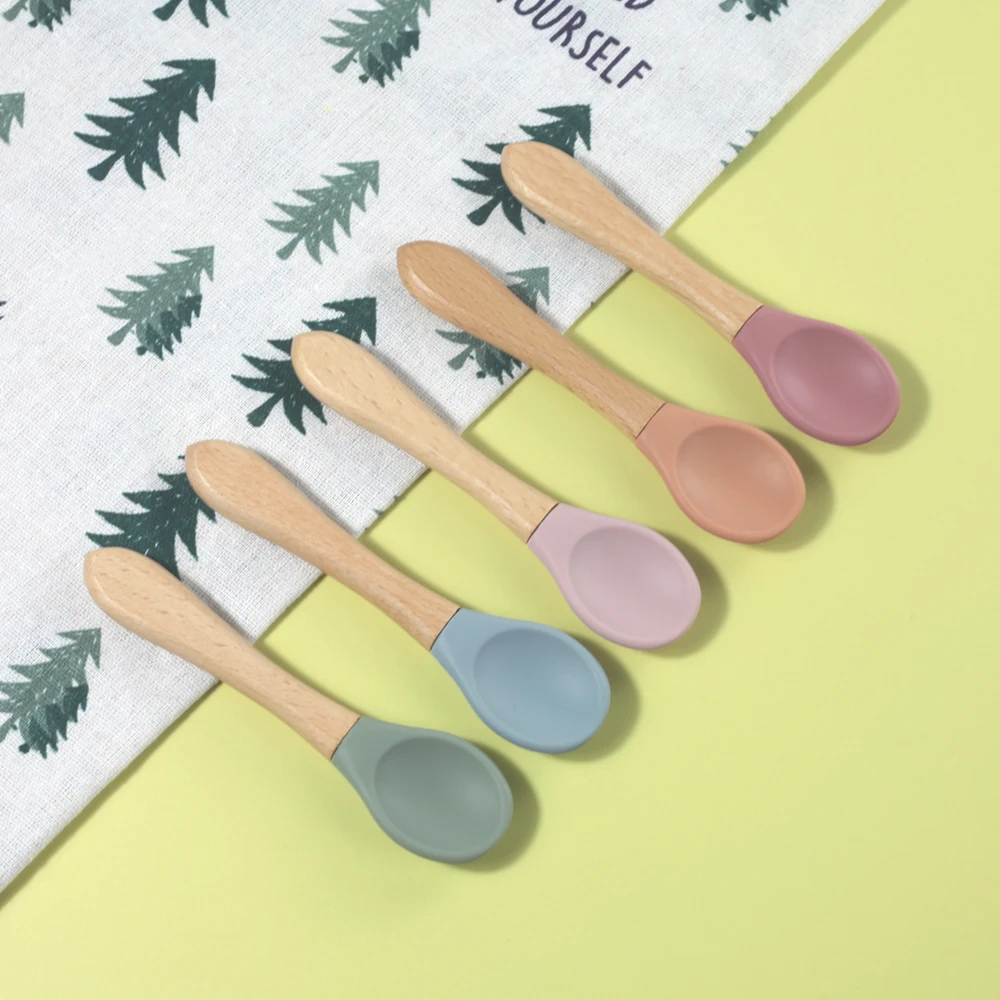 Factory directly wholesale Food Grade High quality safe Silicon baby feeding Spoon