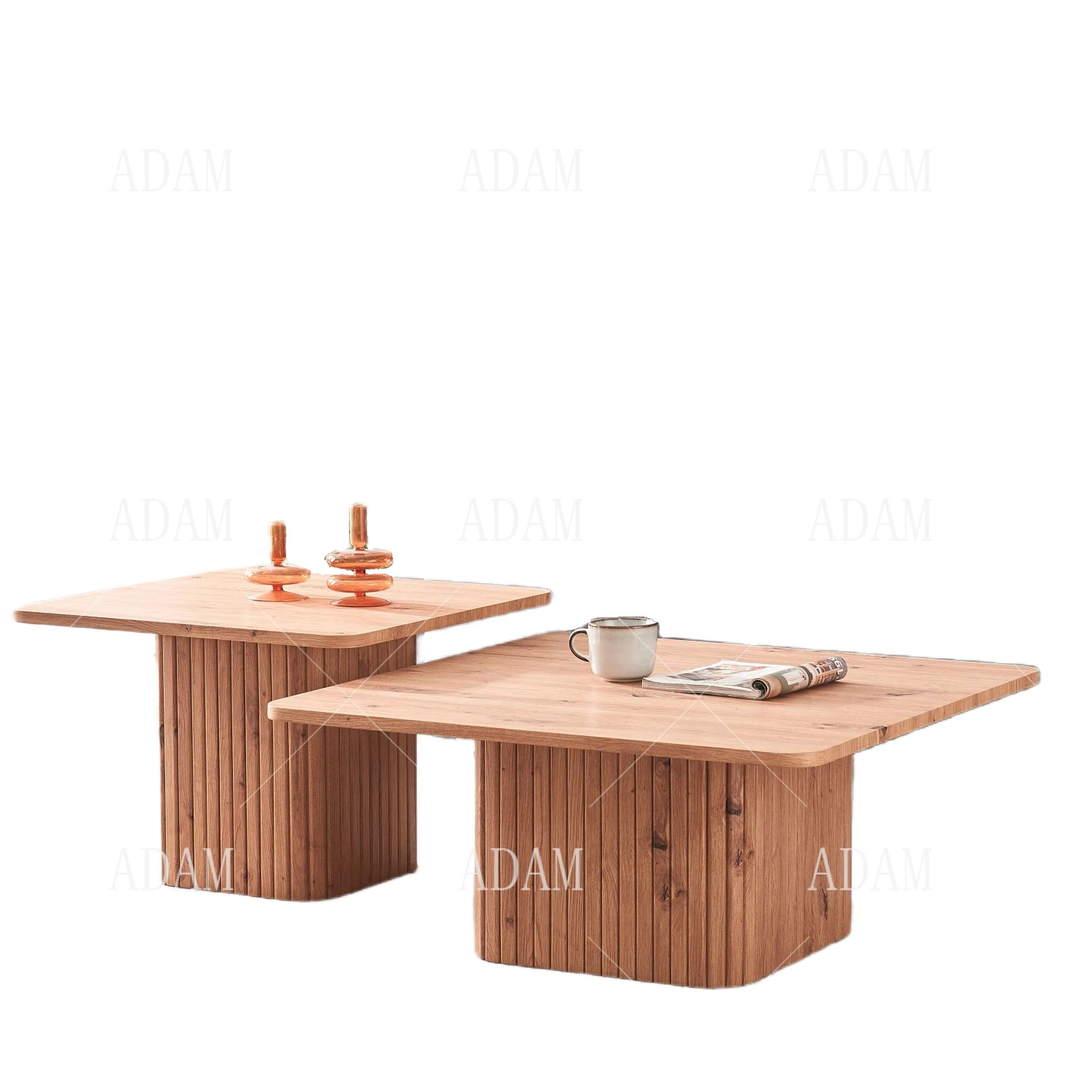 wabi-sabi wholesale european Modern Nature Nesting BROWN Wood Oak Paper MDF Round Coffee Table