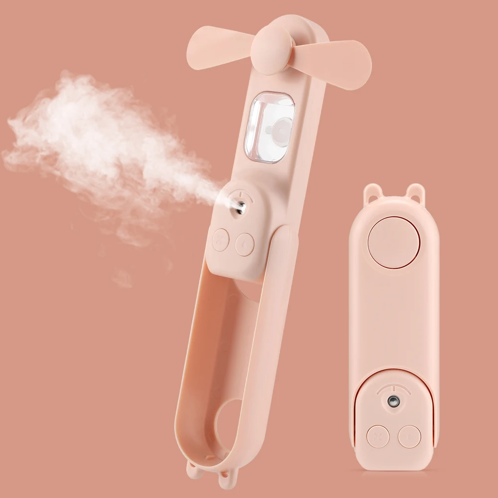 Electric Small Handheld Rechargeable Pocket Water Spray Fan Foldable Mini Portable Fans