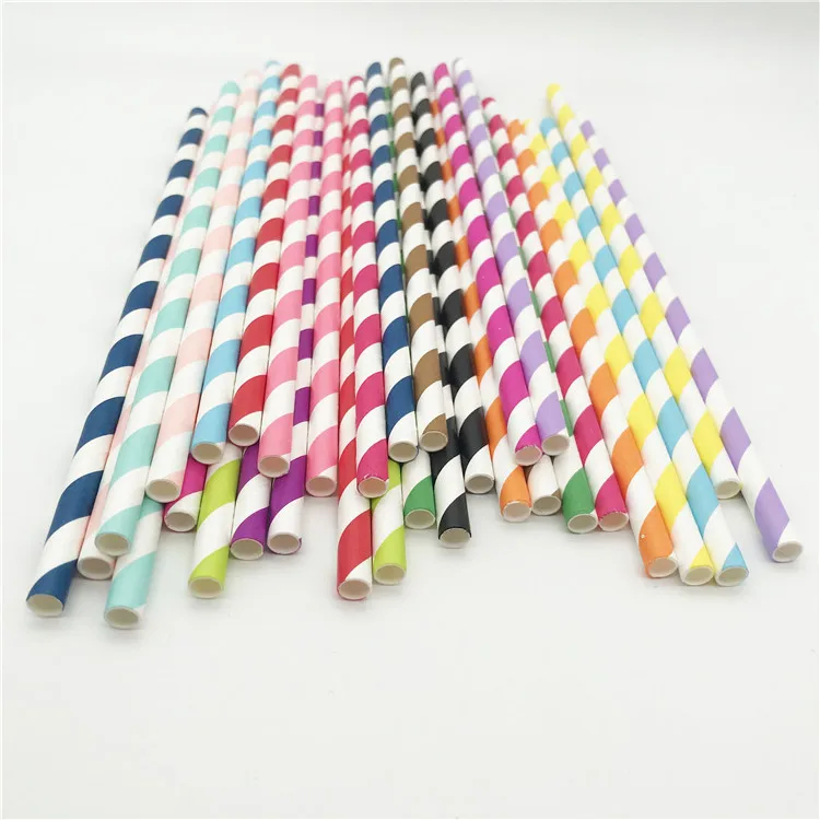 Wholesale Biodegradable Paper Beverage Striped Straws