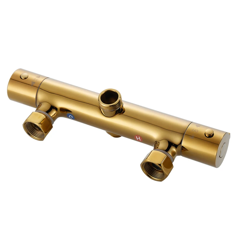 Gold Rain Shower Stainless Steel System Thermostatic Bathoroom Shower Mixer 6168G