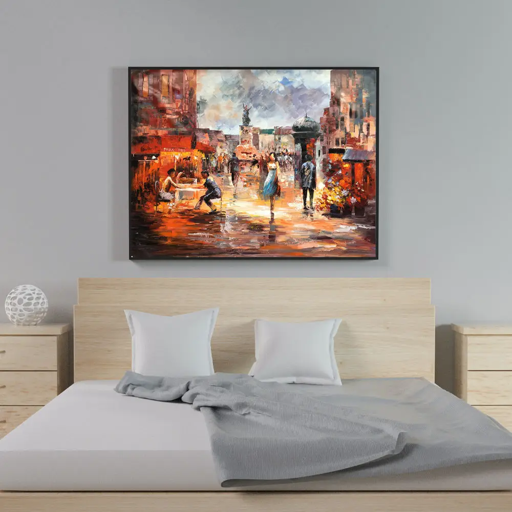 Wholesale Custom Abstract Canvas Wall Art Famous Paris Street Scenery Handmade Oil Painting