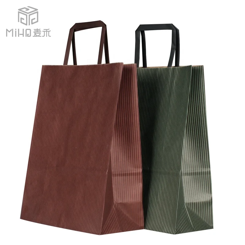 
Handle Customized Design Shopping Gift Printed Kraft Paper Bag Flat Paper Package OEM FSC Accept Customized Logo Printing CN;SHG 
