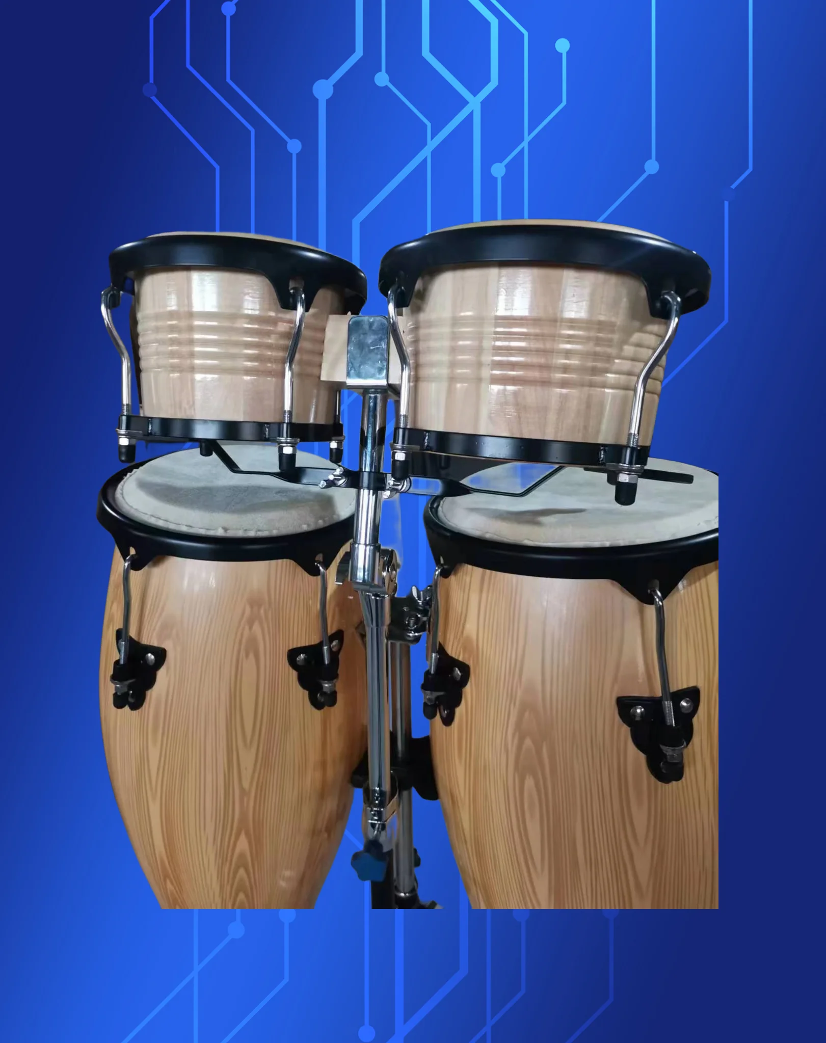 conga and bongo drum set on one stand bongo