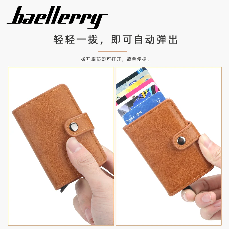 New Multi-card Double Aluminum Card Holder PU Leather Automatic Pop Up Credit Card Holder RFID Blocking Wallet