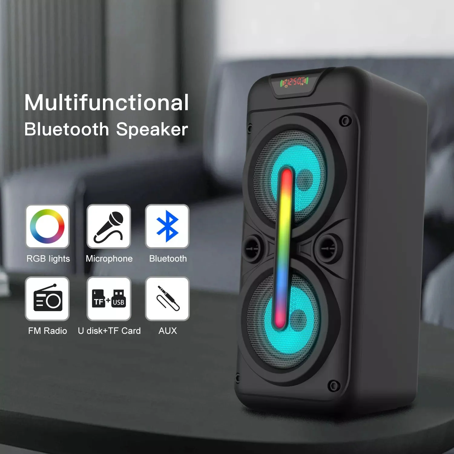 Big Power Portable Speaker Mp3 Player Music 3d Stereo Subwoofer Bass Loudspeaker Outdoor With Fm Radio Tf Card