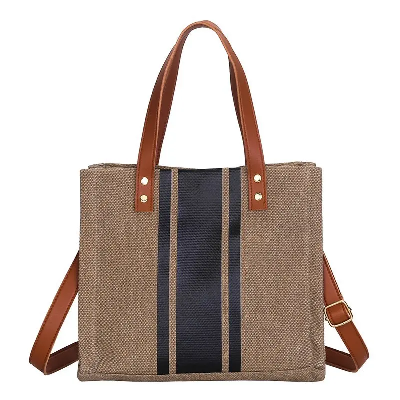 
Casual Vintage Women Handbags Ladies Ins Trendy Jute Bags Canvas Tote Bag 