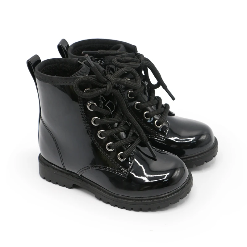 2022 пользовательская застежка-молния шнуровка классический дизайн узор полностью Черный Мартин Водонепроницаемая детская зимняя обувь пользовательские детские ботинки