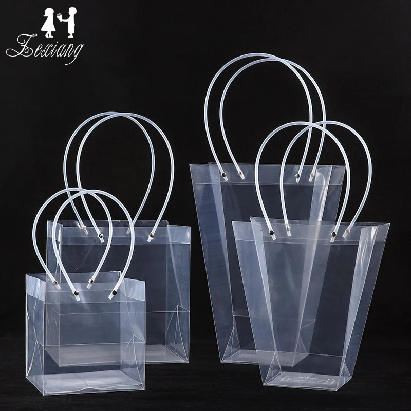Birthday Anniversary Trapezoidal Reveal Recycled Clear Bouquet Korea Transparent Opp Plastic Bags for Flowers