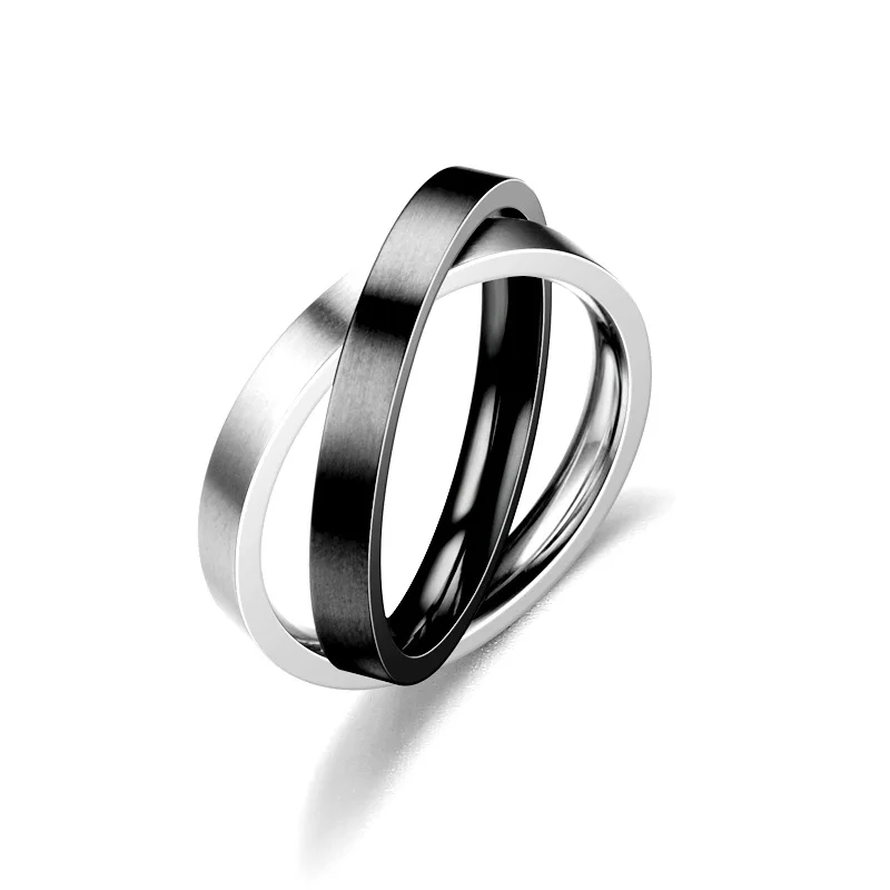 fashion stress reliever double finger mens titanium rings