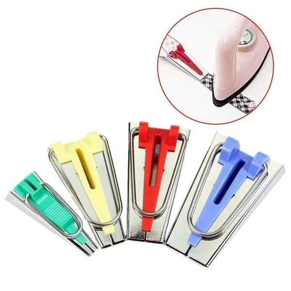 Fabric Bias Binding Tape Maker Kit Patchwork Binder Foot Awl Clips Pins Household DIY Sewing Quilting Tool