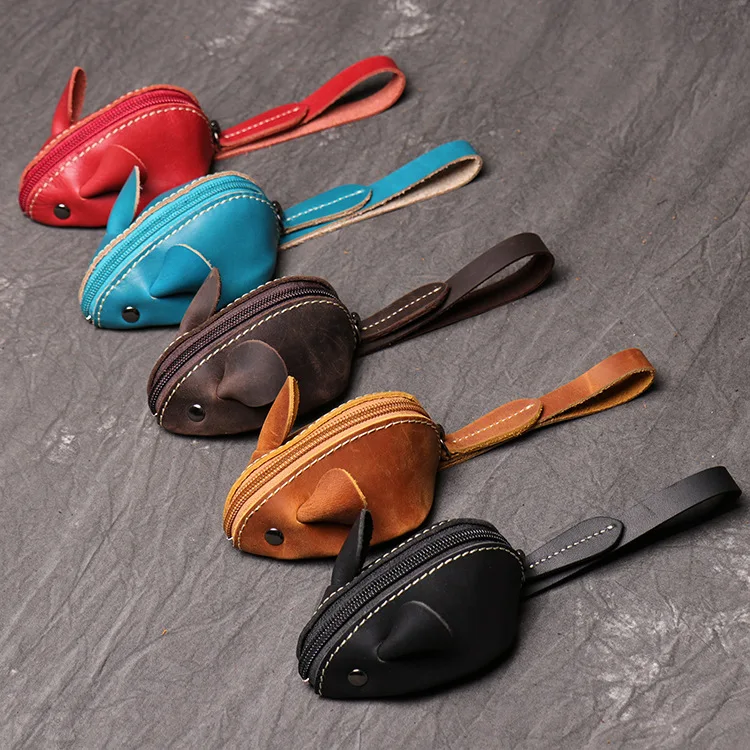High Quality Genuine Leather Mouse Coin Purse Wallet Cute Leather Coin Pouch For Kids Pouch