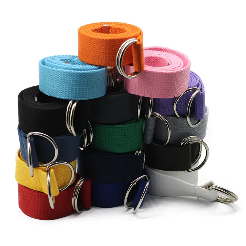 OEM Logo Black Red Pink Double D Ring Casual Multicolor Canvas Belts for Jeans Dress