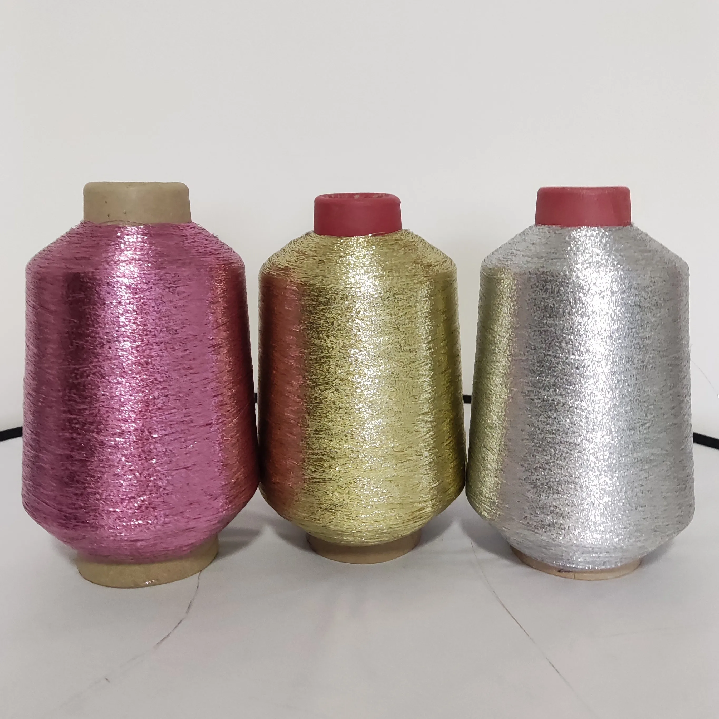 MX type metallic yarn Embroidery Thread 12 mic polyester/nylon Metallic Silver And Golden  metallic yarn manufacturer