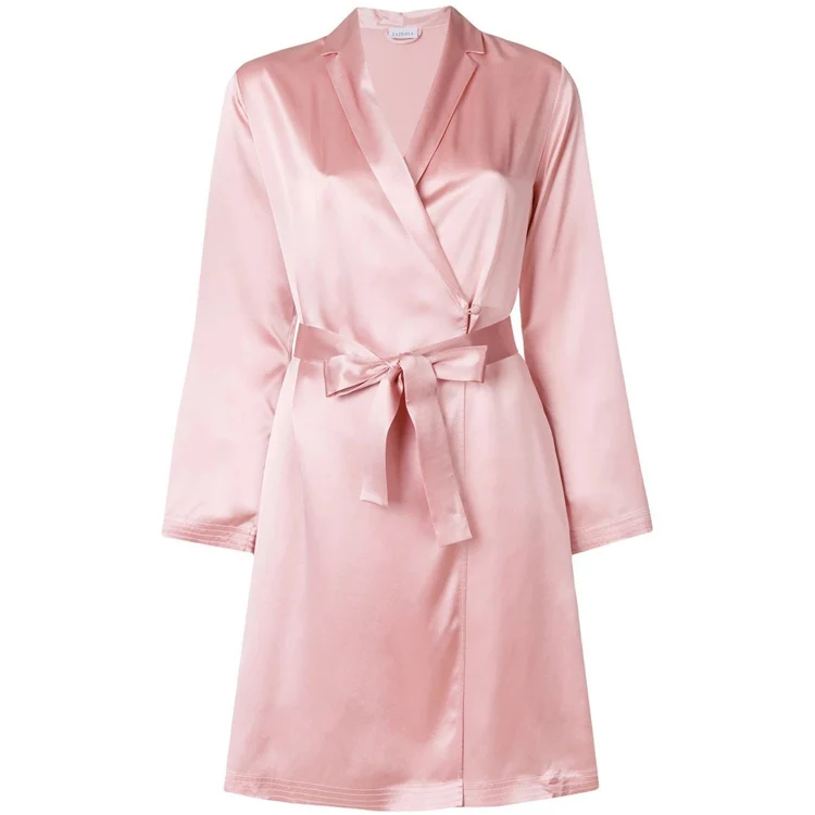 personalized embroidered kimono silk robe long sleeves satin robe for women