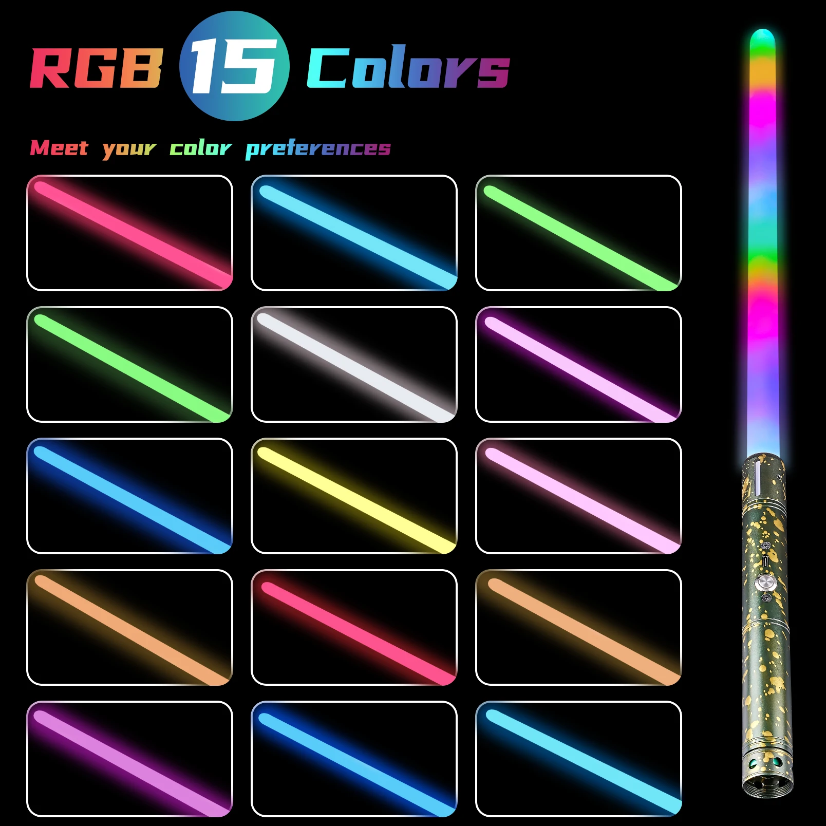 Warwolf Wholesale 15 Colors 2-in-1 Pixel Metal Lightsaber Hilt LED Starkiller Lightsaber