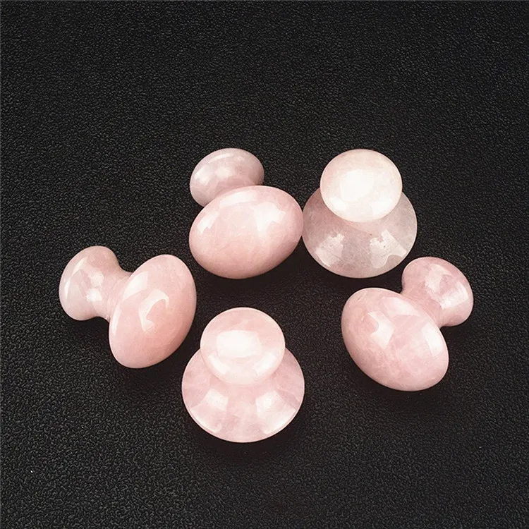 2020 New Handmade Natural Rose Quartz Mushroom Shaped Gua Sha Stone for Beauty SPA Relaxing Mushroom Massage Stone