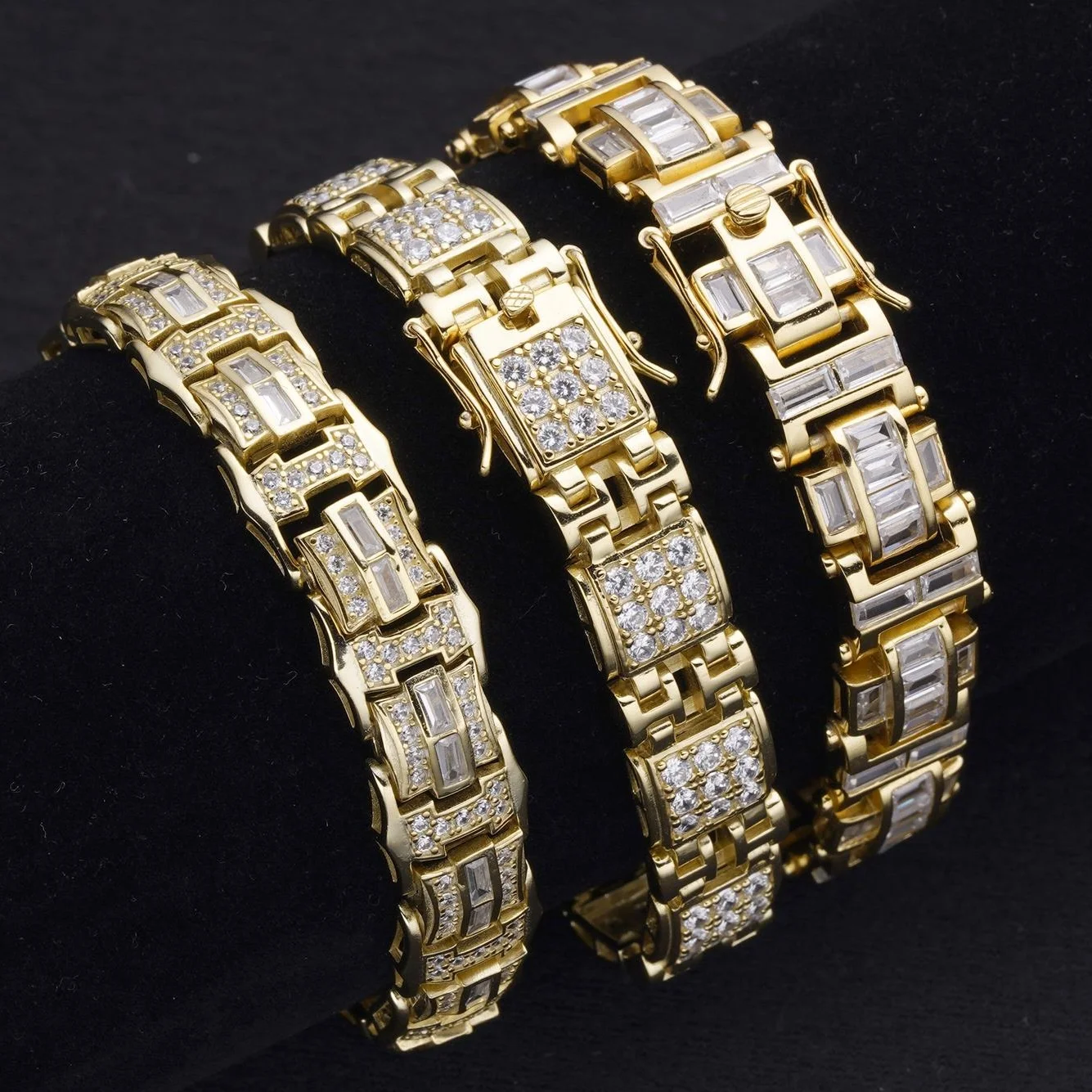 Custom Moissanite Men Women Bracelets Logo Design 925 Sterling Silver Iced Out Jewelry Gold Hand Bracelet For Men