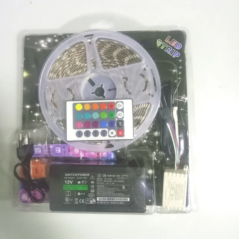Набор светодиодных лент RGB SMD 5050 IP65 5 м блок питания и 24-кнопочный мини-пульт дистанционного