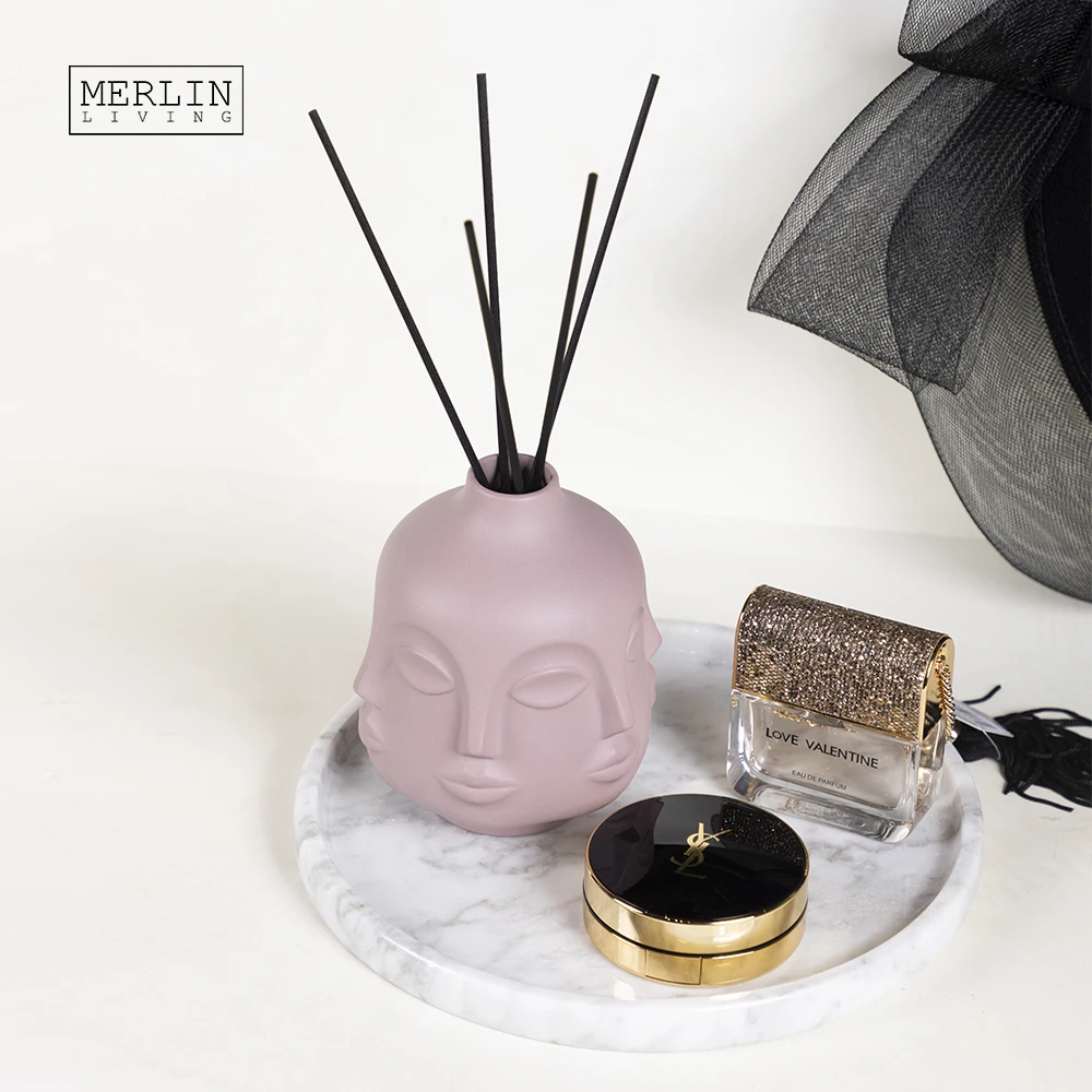 Merlin Living colorful face ornament art funny decoration flower vase ceramic creative small vase modern style for ceramic vase