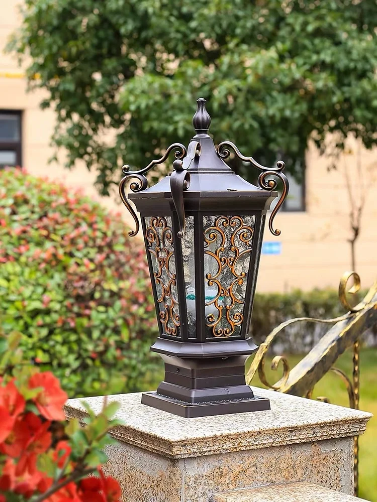 High quality and high brightness garden pillar lamp Ip65 waterproof electric E27 door pillar lamp European style pillar lamp