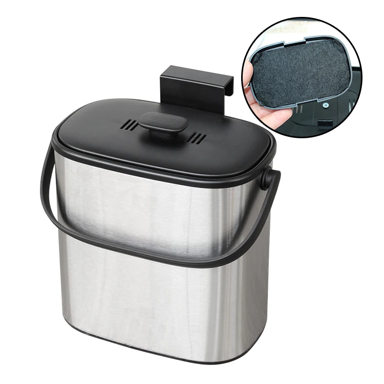 Stainless Steel Kitchen Compost Bin With Lid Waste Kitchen Compost Container  Compost Bucket Indoor Food Waste Container