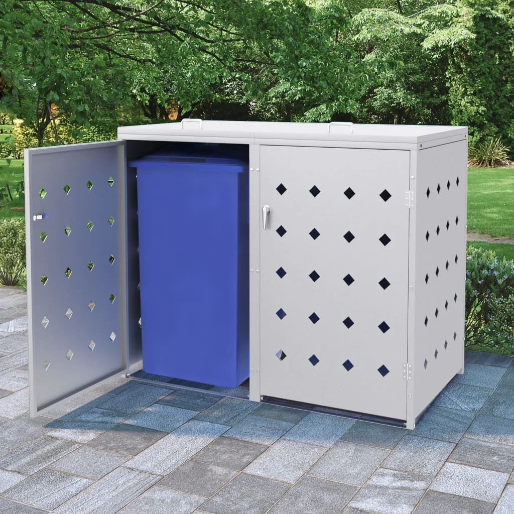 Backyard lockable design metal waste garage trash bin