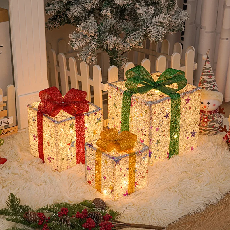 2023 New Arrivals Christmas Lights Christmas Gift Box Three Piece Set Xmas Products Birthday Party Christmas Home Ornaments