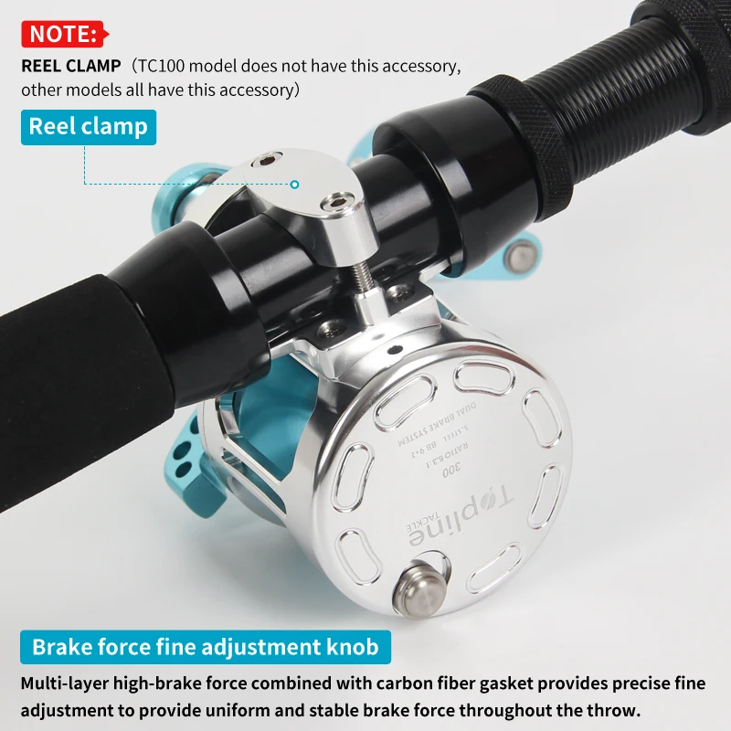 Topline 6.3:1 Slow Pitch Jigging Reel CNC All Metal Overhead Fishing Reel Max Drag 35 KG 9+2BB Boat Saltwater conventional Reel