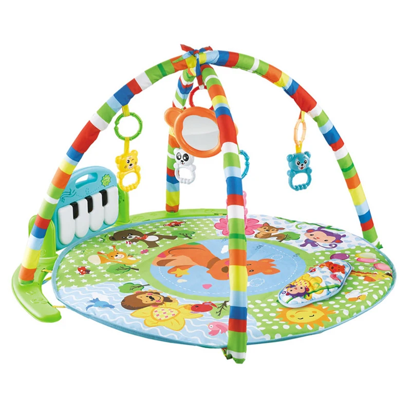 Baby Activity Gym Music Piano Mat Foldable Round Carpet Pedal Music Kick Piano Keyboard Fitness Frame Play Mats Toys for Kids
