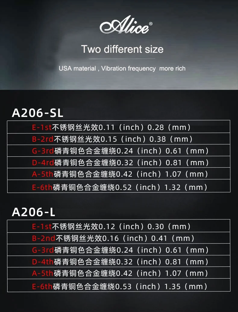 A306 HEBIKUO Acoustic guitar string stainless steel core 6 string oem string