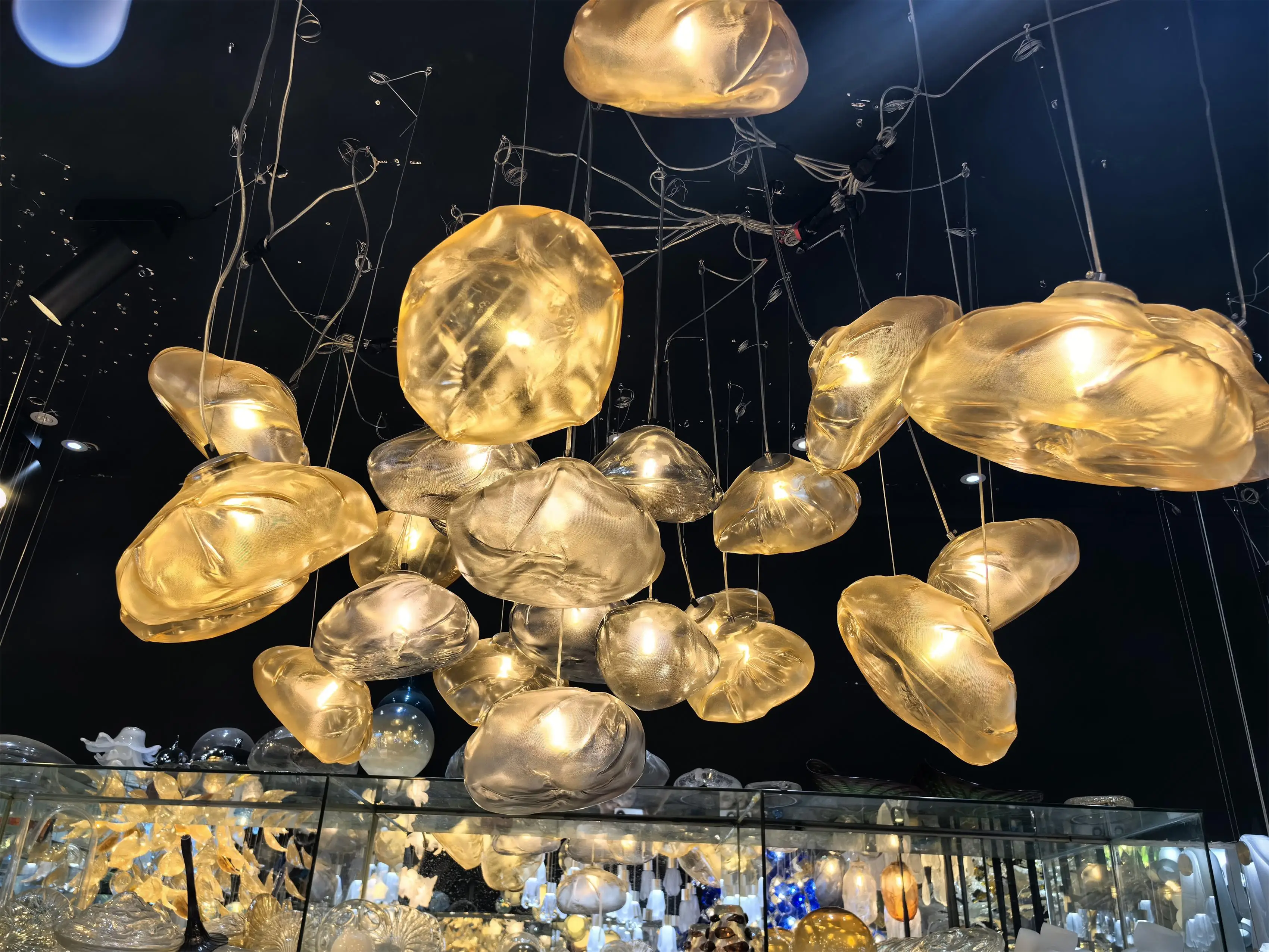 Italian designer style glazed glass chandelier ornaments christmas decoration pendant light for outdoor decor hotel hall