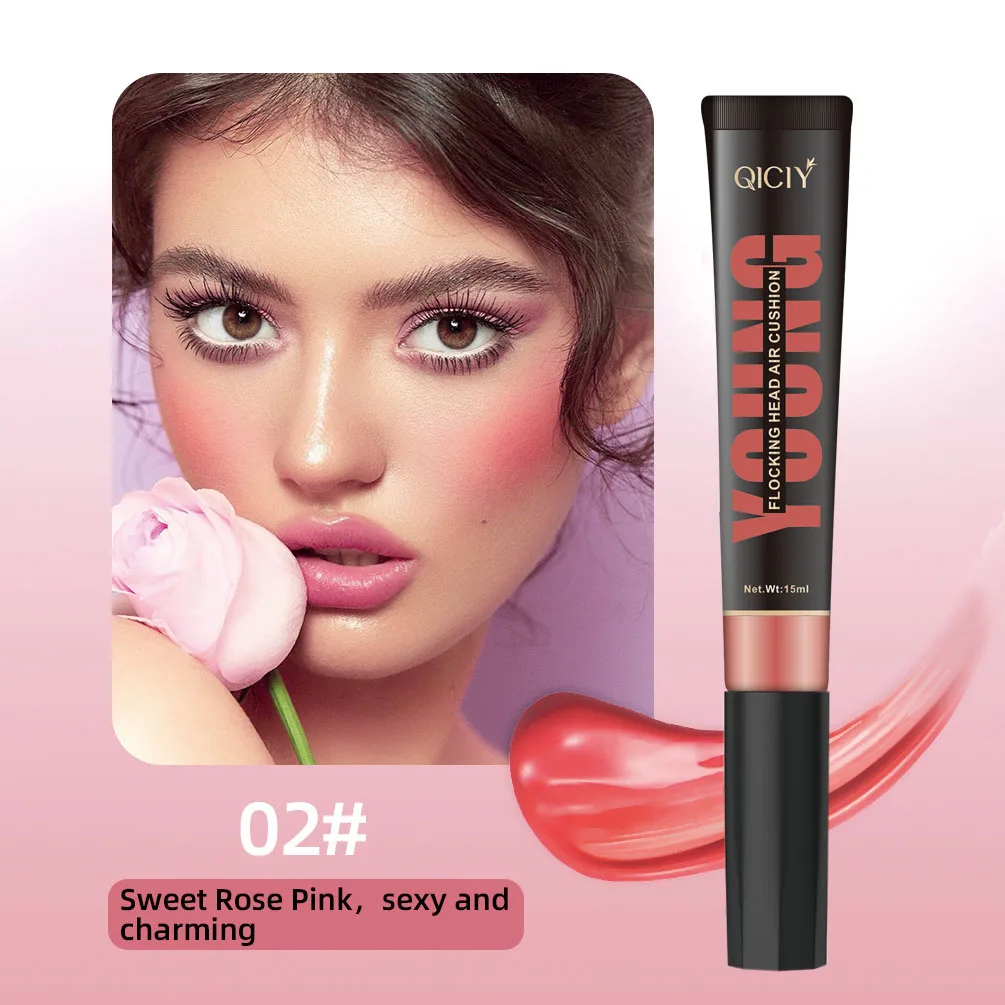 Wholesale Sponge Head Blush Liquid Highlighter Contour Bronzer Vegan OEM Cheek Suqeeze Tube sheglam Blush Cream liquid makeup