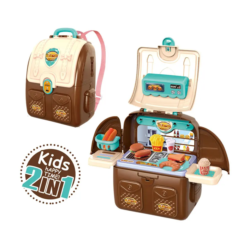 
new style 2 in 1 plastic food play set kids kitchen toy fast food toys pretend play diy hamburger shop 