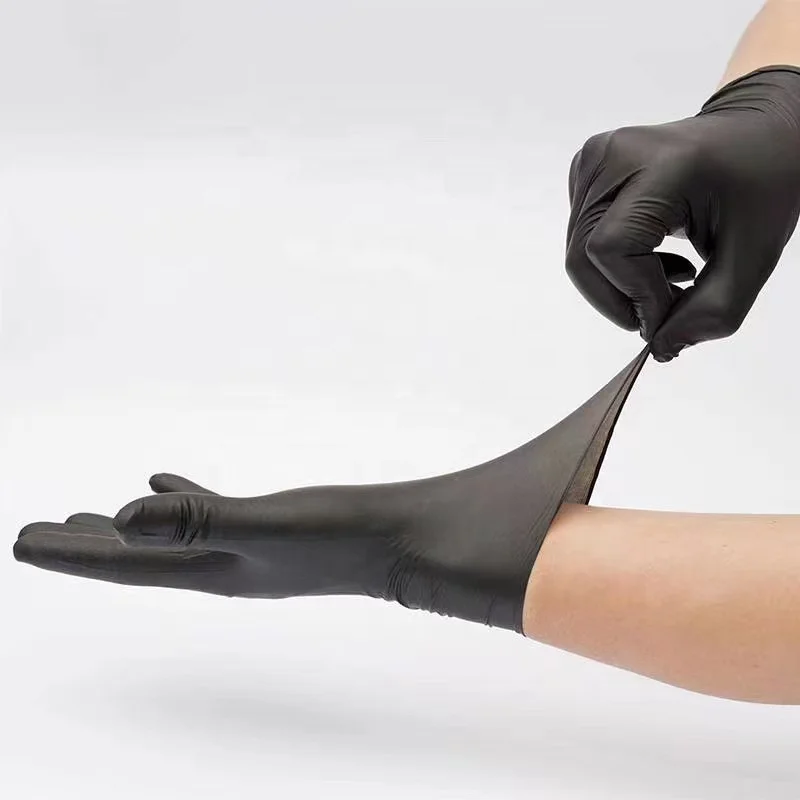 Wholesale Nitrile Gloves 9 Inches Barber Tattoo Shop Beauty Pink Glove Custom Box Powder Free Black Nitrile Gloves