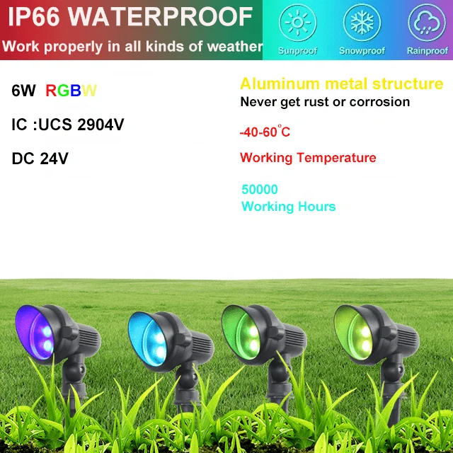 24v smart rgbw solar garden  lawn landscape lights