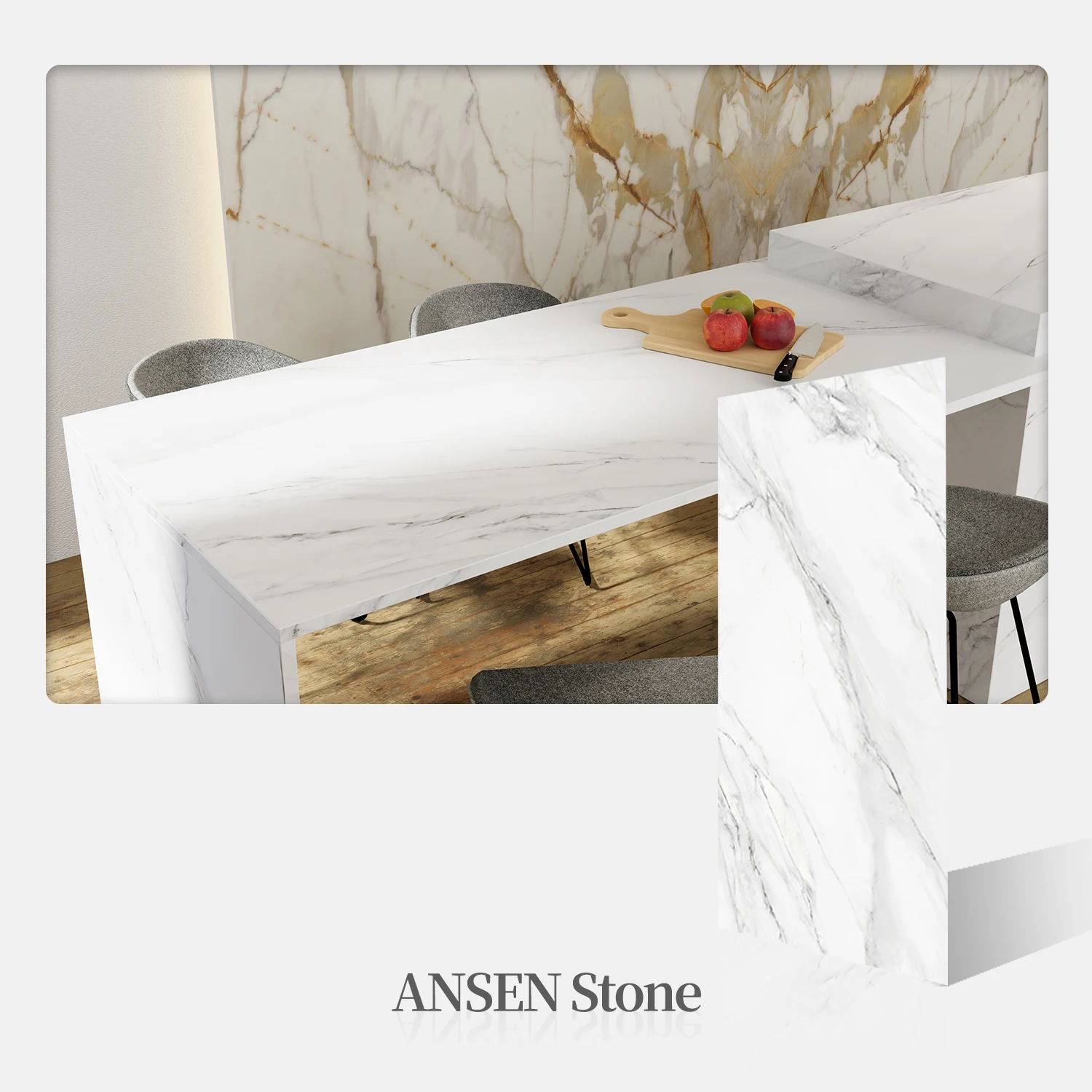 1600*3200*12mm silky finish kitchen island top book match calacatta white large size porcelain slab