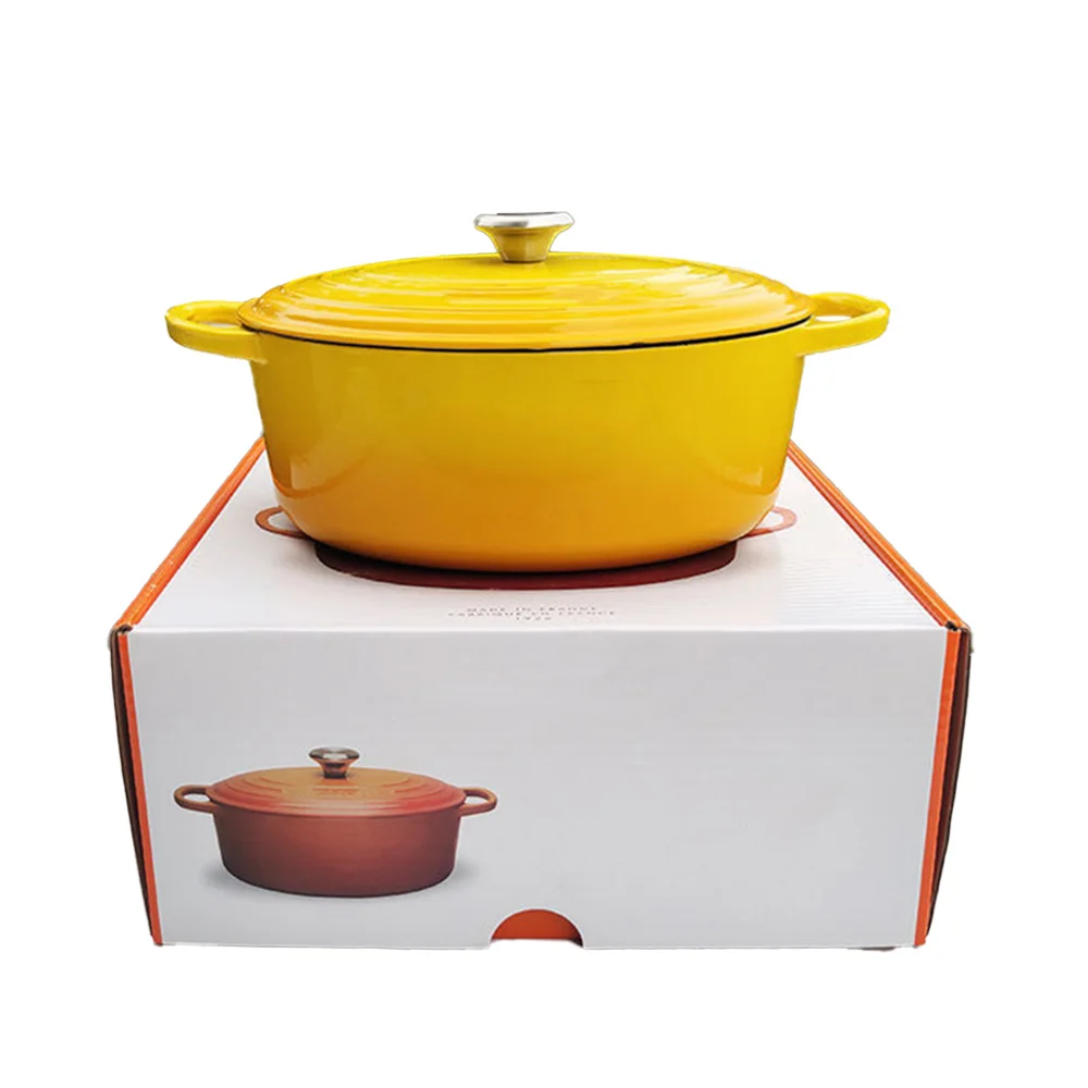 Hot Selling Oval Shape New Arrivals Enamel Stew Pot Cast Iron Cookware Set Shallow Casserole Large Volume Soup Pot With Lid