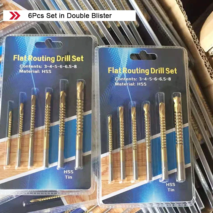 Titanium Coated HSS  Serrated Grooving  Carpenter Side Milling Cutting  Spiral Saw Drill Bits  Set for Woodworking Hole Tools