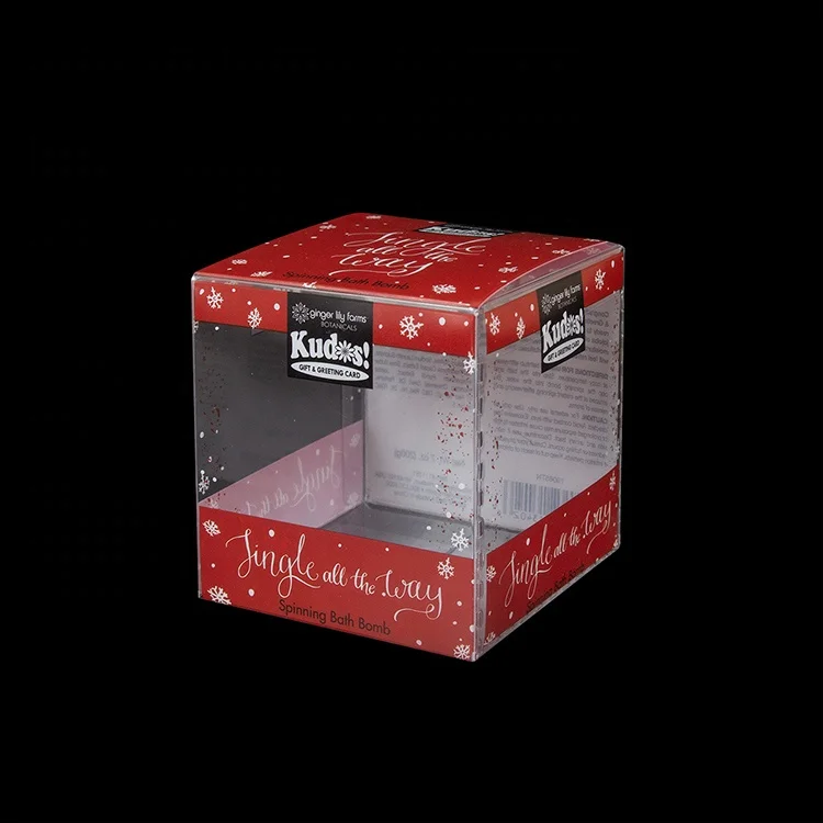 Hard Transparent Waterproof Clear Square PVC PET Plastic Boxes with Printing for Bath Bomb