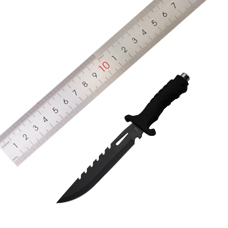 ODM Acceptable Survival Camping Hunting Knife Stainless Steel Fixed Blade with Sheath Black