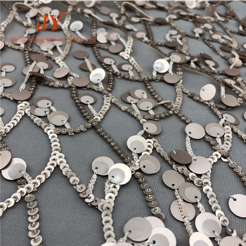 FREE SAMPLE CG006# Custom Made Hanging Extra Large Sequin Embroidery Fabric READY GOODS