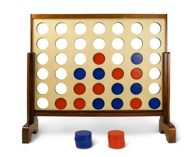 Modern Four in Row Classic Garden Game Set Giant Wooden Pieces Outdoor Fun Family Bedroom Living Room Dining Hospital Hotel Use