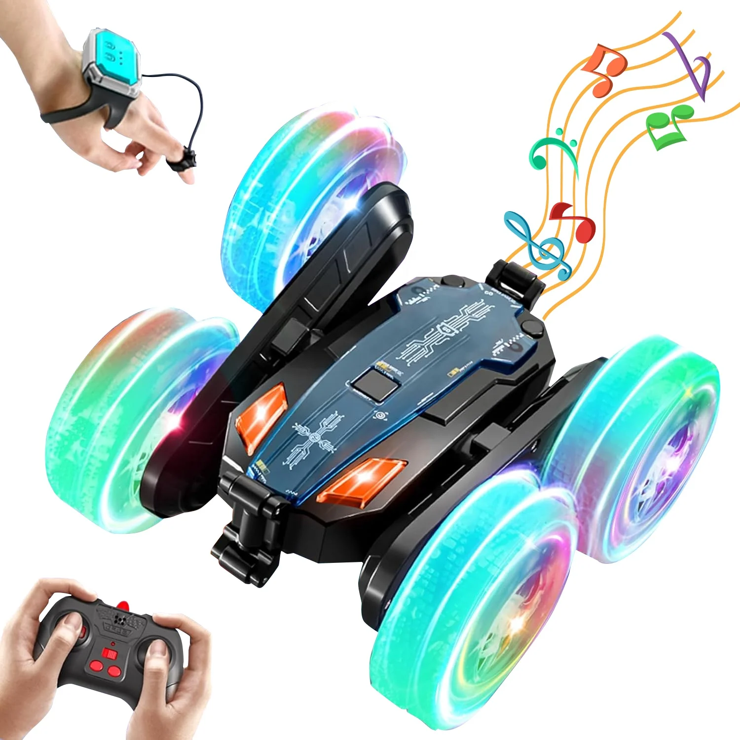 New Arrival 2.4Ghz Rc Stunt Car High Speed Double-Sided Rechargeable 360° Rotating Off-Road WIth Colorful Light and Music