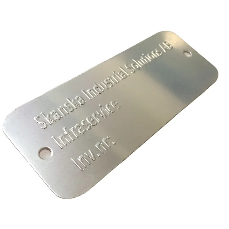High quality logo embossing aluminium printed metal nameplate tag