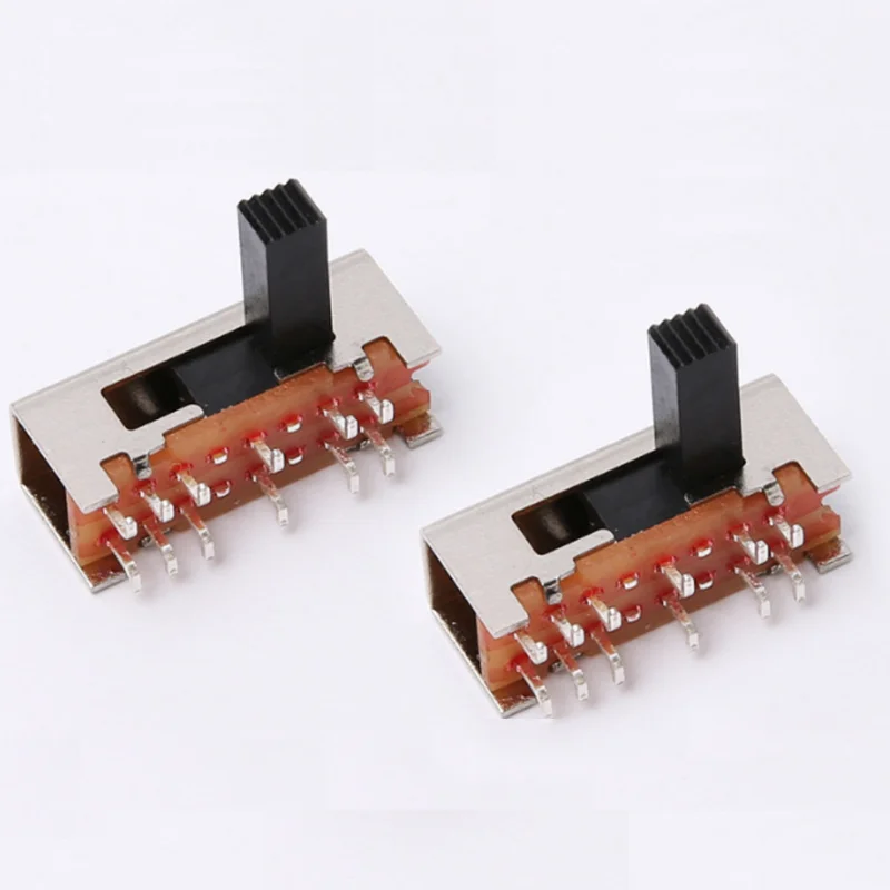 4p7t recessed slide switch right angle smd knob height-4mm,8 pin 2p3t 3 position slide switches